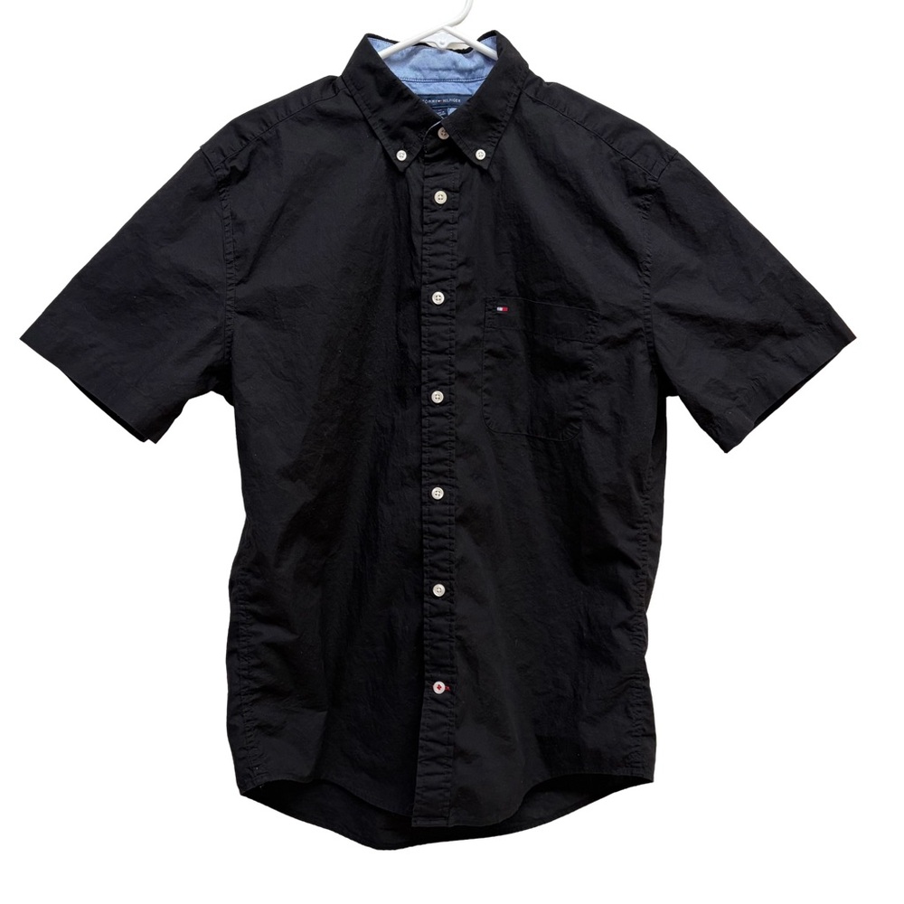 Tommy Hilfiger Men's Maxwell Short Sleeve Shirt Cotton Black Medium